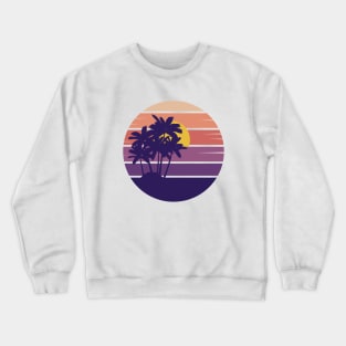 Retro Style Sunset Beach Palm Tree Crewneck Sweatshirt